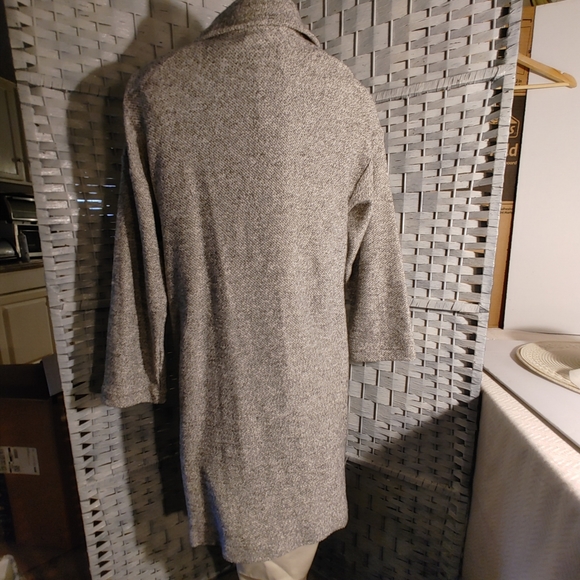 Ladies Long Sweater Jacket Size M Cardigan Black Tweed Pockets - Picture 4 of 11